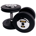 thumbnail image 1 of 55 - 75 lb. Pro Style Black Cast Iron Round Dumbbell Set w/ Contoured Handle & Chrome Caps (Commercial Gym Quality) by Troy Barbell, 1 of 1