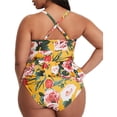 thumbnail image 3 of Trajes de baño de talle alto para mujer de talla grande Bikini Floral Peplum Tankini Tops Control de barriga Traje de baño de 2 piezas Xemadio HMHZ259-6, 3 of 5