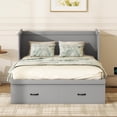 thumbnail image 2 of Tabaray Full Size Murphy Bed with USB Port and a Large Drawer, Wood Mobile Murphy Chest Bed, Muti-Functional Cabinet Bed for Home Office or Small Room (Gray-Full-32), 2 of 9