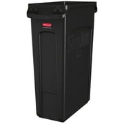 Rubbermaid Commercial Slim Jim with Venting Channels, 23 gal, Plastic, Black