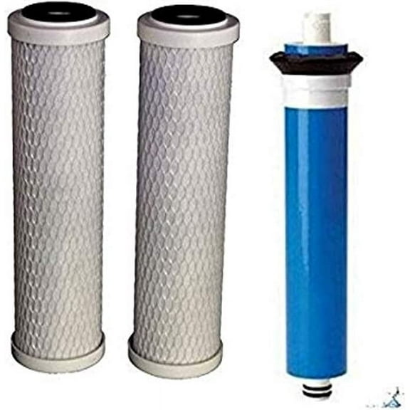 CFS Compatible with FX12M and FX12P, Water Filter Replacement Cartridge Compatible GE RO Set GXRM10RBL GXRM10G Reverse Osmosis Systems, 2x Carbon Filters, 1x 50GPD RO Membrane Filter