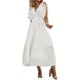 thumbnail image 2 of SAYOO Vestidos Largos de Manga con Volantes con cinturón para Mujer Verano, Vestidos de Gasa Plisados con Cuello en V de Color Sólido Casual SAYOO casual, 2 of 7