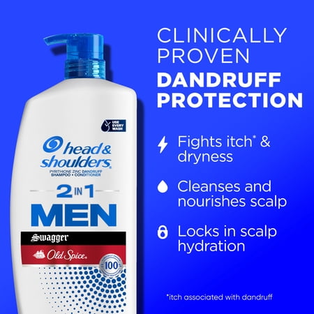 Head and Shoulders Dandruff Mens 2 in 1 Shampoo and Conditioner, Old Spice Swagger, 28.2 fl oz