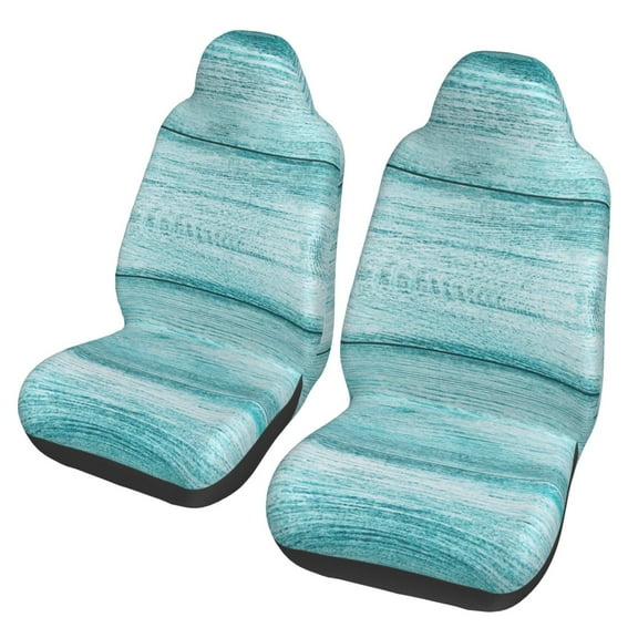 Honeii Teal Turquoise Wood Print Car Seat Covers 2 Pieces, Full Set Universal Seat Covers for Cars, Waterproof Auto Seat Protectors