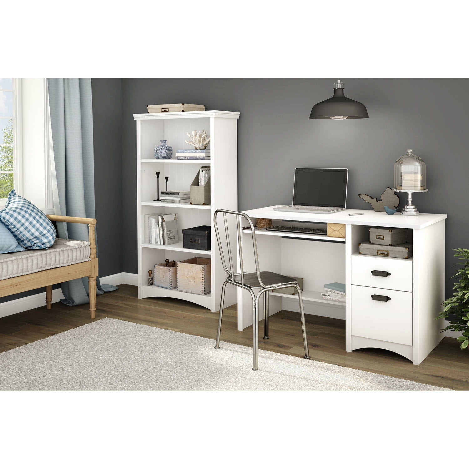 South Shore Artwork 4-Shelf Bookcase, Pure White