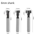 thumbnail image 1 of 3PC 6mm1/4 Tige T-Slot Coupeur Routeur Bit Hexagonal Boulon Trou de Clé Fraise, 1 of 5