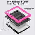 thumbnail image 3 of Case for iPad Air 13 Inch M3 2025 / M2 2024 12.9 inch (3rd/4th Gen) with Screen Protector, 360 Degree Rotating Kickstand Hand Strap Shockproof Cover with Shoulder Strap, Rose, 3 of 7