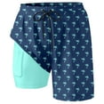 thumbnail image 3 of Letdown 9 Inch Men's Swim Trunks with Mesh Lining, Pockets, Drawstring Closure, Hawaii Print, Breathable Baggy Beach Bottom, 3 of 3