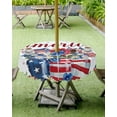 thumbnail image 4 of Hokiten Outdoor Tablecloths with Umbrella Hole & Zipper, 4th of July Round Tablecloth 54 Inch, Independence Day Blue Red US Flag Spring Floral Waterproof Table Cloth, Patio/Pool/Picnic Table Covers, 4 of 7