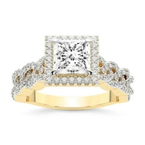 IGI Certified 2 Carat Princess Shape Lab Grown Diamond Engagement Ring | 14K Yellow Gold | Imperiella Halo Celtic Knot Diamond Ring | FG-VS1-VS2 Quality Friendly Diamonds