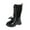 Black, variant on CAICJ98 Little Girl Boots Knee High Lace Up Side Zipper Mid Calf Combat Boots Sparkly Rainbow Winter Horse Riding Boots Kids (Toddler/Little Kid/Big Kid),8