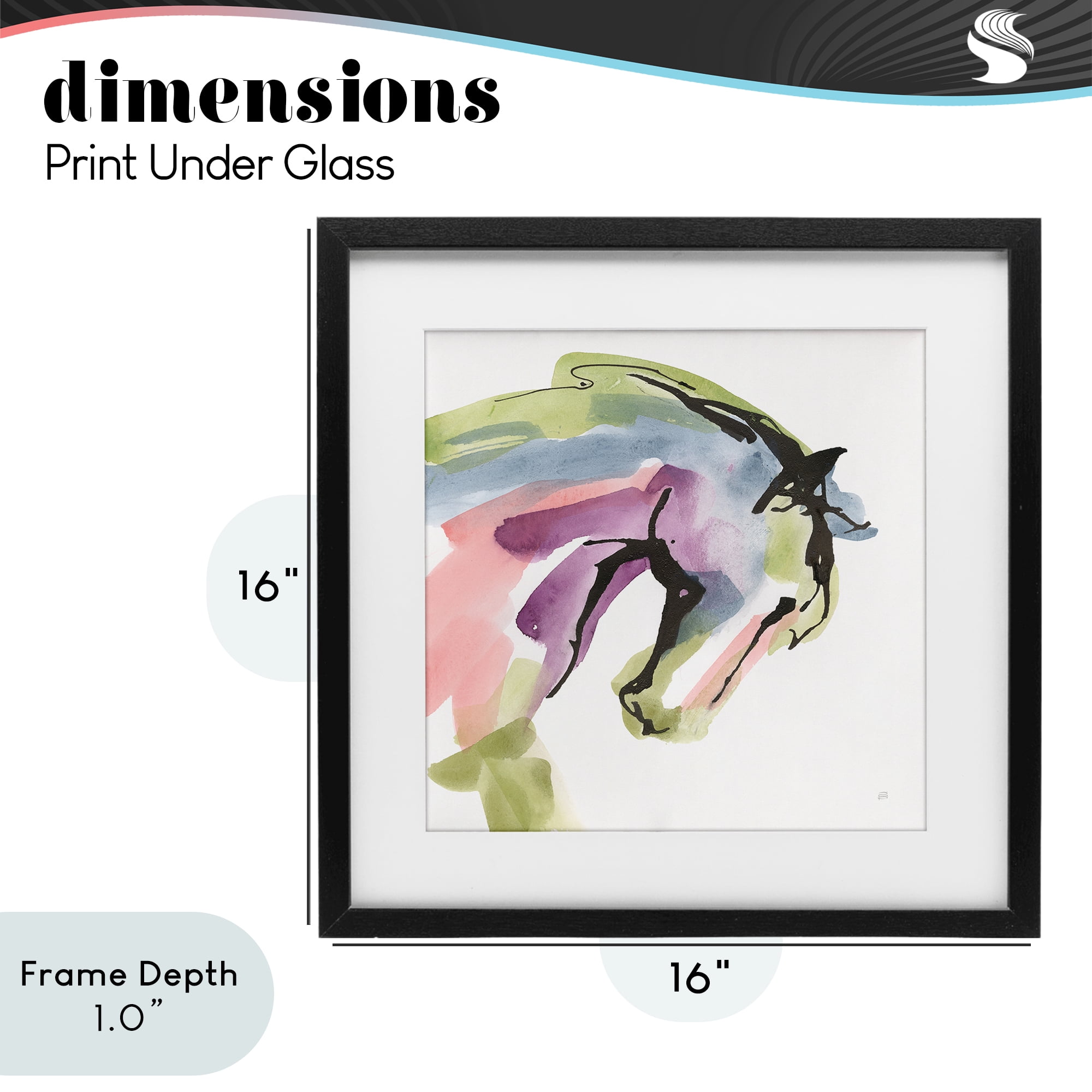 Stupell Industries Brushstroke Horse in Motion Black Framed Print Under Glass, design by Chris Paschke