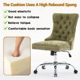 thumbnail image 4 of Pawverly Velvet Upholstered Office Chair, Tufted Button Swivel Desk Chair with Adjustable Height, Gold Metal Base & Wheels, Modern Vanity Chair, Green, 4 of 8