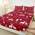 thumbnail image 3 of Manfei Cute Christmas Reindeer Twin Sheet Sets,Merry Xams Twin Fitted Sheet,Red White Flat Sheet For Teens,Luxury Bedroom Decor,3pcs, 3 of 7