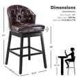 thumbnail image 3 of Foredo Swivel Bar Stools with Back Sets of 2, Upholstered PU Bar Stool with Solid Wood Legs and Tufted Button Back, PU Brown, 3 of 9