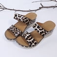 thumbnail image 4 of Wedge Sadnals for Women Leopard Print Open Toe Slides Slip on Summer Beach Shoes Casual Arch Support Walking Shoes Brown Size 7, 4 of 6