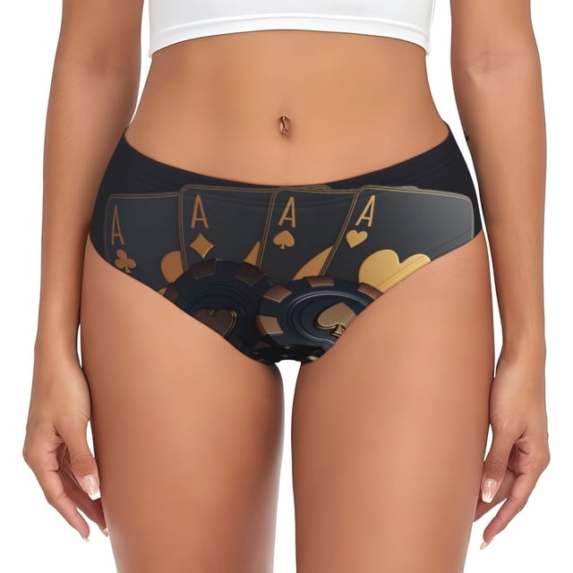Fotbe Casino Cards Poker Calzones Estampados para Mujer – Ropa Interior de Algodón, Cómoda, Suave y Elástica-X-Small