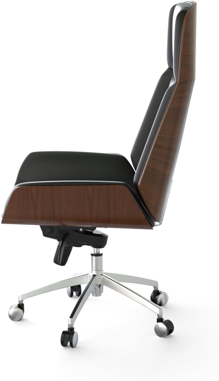 FOH Adult Wood High Back Indoor Commercial Swivel Executive Desk Chair, Black