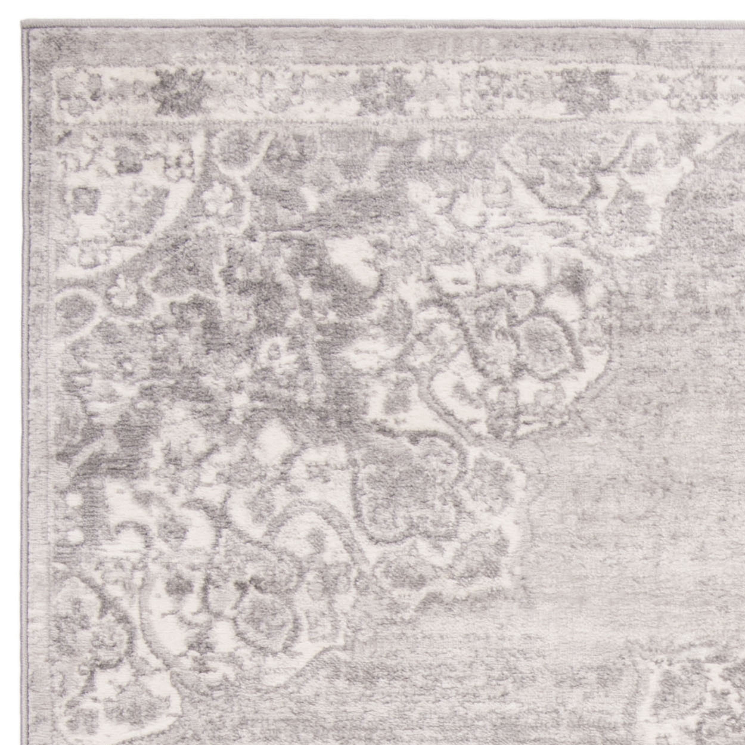 SAFAVIEH Brentwood Dimitri Floral Bordered Area Rug, 6'7" x 6'7" Square, Grey/Ivory