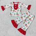 thumbnail image 2 of Conjunto de ropa de dormir de invierno para niños y niñas, conjunto de ropa de dormir con mangas Rojas, camisa de coche de árbol, pantalones con volantes, conjunto de pijamas, venta al por mayor, 2 of 2
