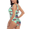 thumbnail image 6 of Daiia Usa Flag Women's One Piece Swimsuits Personalized One Shoulder Swimwear Asymmetric Ruffle Bathing Suits-Medium, 6 of 8