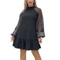 thumbnail image 2 of THDHVS Plus Size Dresses,Dresses for Women,Long Sleeve Sheer Mesh Dress Layering Piece or Standalone Statement Black, 2 of 7