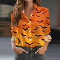 thumbnail image 2 of NMMUED Halloween T Shirts Fall Womens Clothes Funny Halloween Shirts Fall Clothes Womens Button Down Blouse Skeleton T Shirt Halloween Outfits for Women Orange 2 XXL, 2 of 7