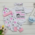 thumbnail image 2 of Seyurigaoka Seyurigaoka 4PCS Newborn Baby Girl Tops Romper Pants Hat Bodysuit Sunsuit Outfits Set Clothes 0-2 Years, 2 of 10