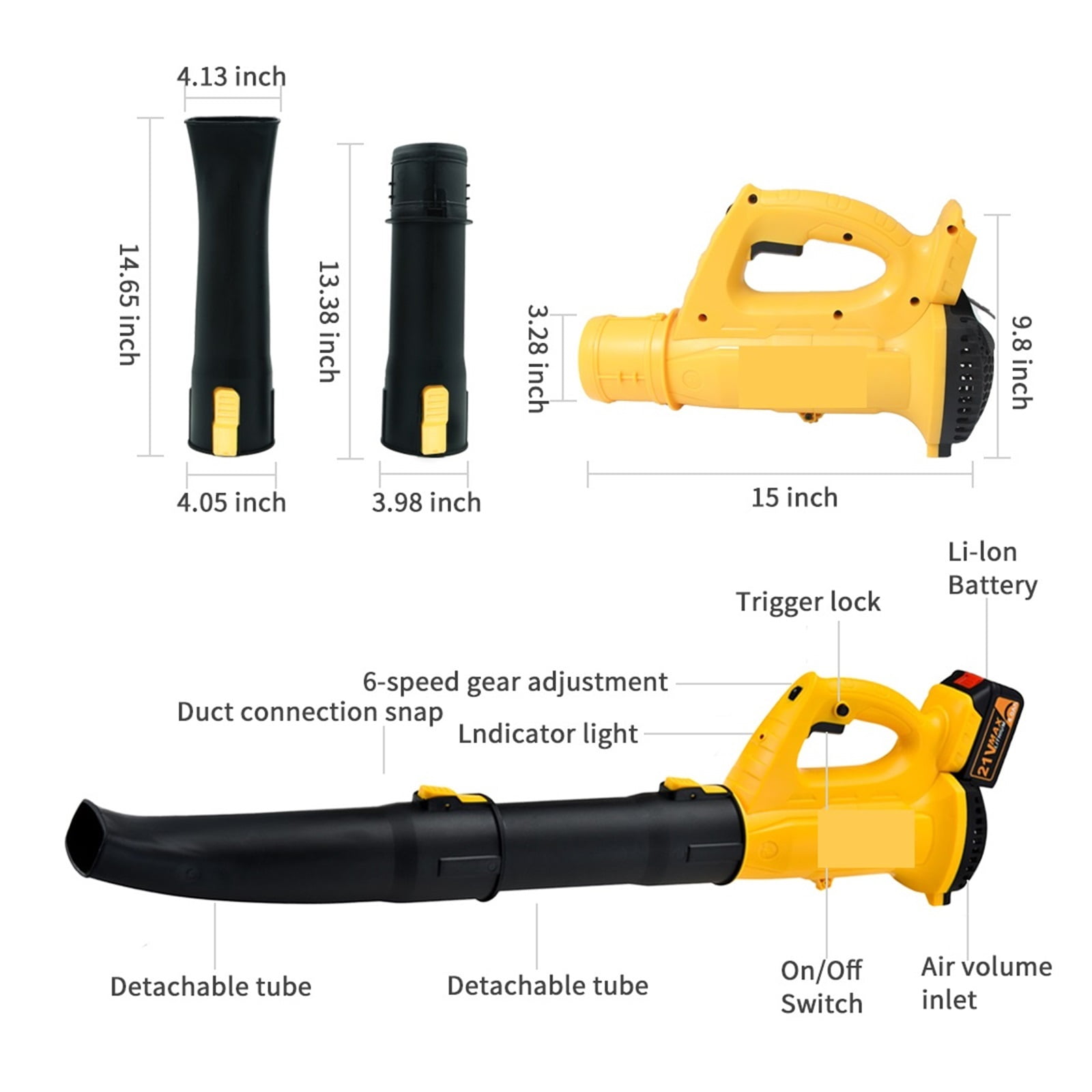 Speeds 320 CFM Industry Cordless Air Blower, Snow Leaf Sweeper Garden Part Tools, Lawn Care Dust For 21V Battery ,Powerful & Energy-Efficient