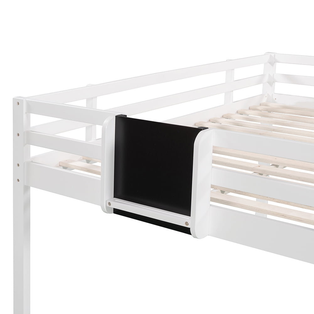 Kepooman Kids Loft Bed, Multifunctional Wood Bed with Slide, Ladder, and Chalkboard, Full Size, White Kepooman Kids Loft Bed, Multifunctional Wood Bed with Slide, Ladder, and Chalkboard, Full Size, White