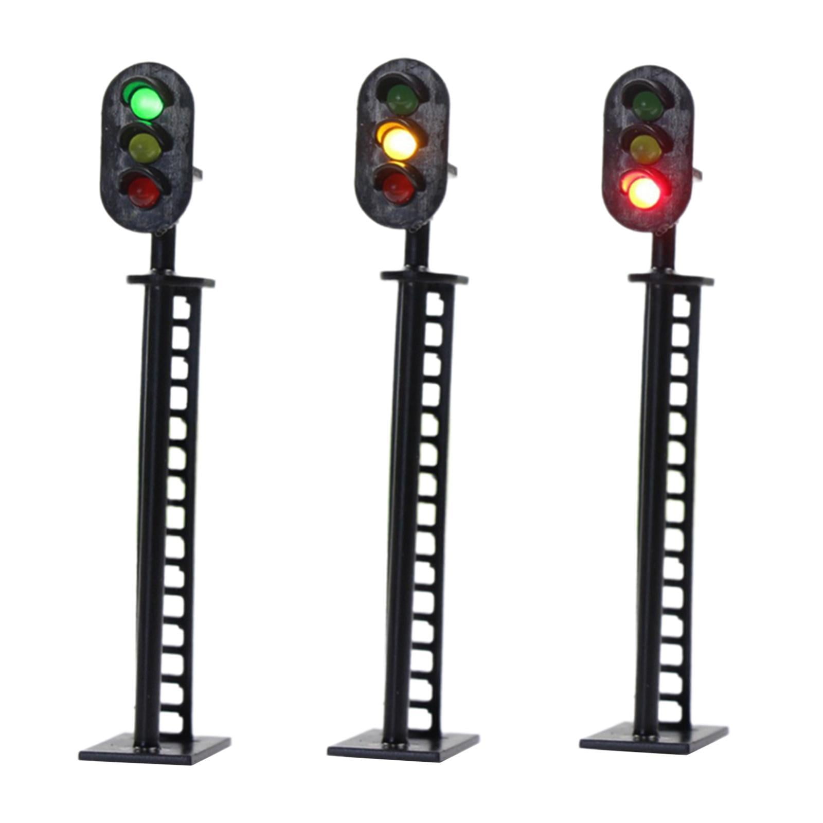 2 x HO/OO scale traffic signal model railroad LED pedestrian street cross lights 