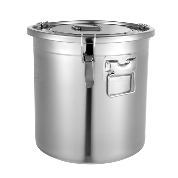 33L Stainless Steel Airtight Canister Kitchen Storage Bucket Dry Food Container Stainless Steel Airtight Canister 33L Food Grade 304 with 3 Locking Clips for Flour Rice Grain Storage