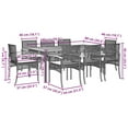 thumbnail image 2 of vidaXL 9 Piece Patio Dining Set with Cushions Black Poly Rattan, 2 of 8
