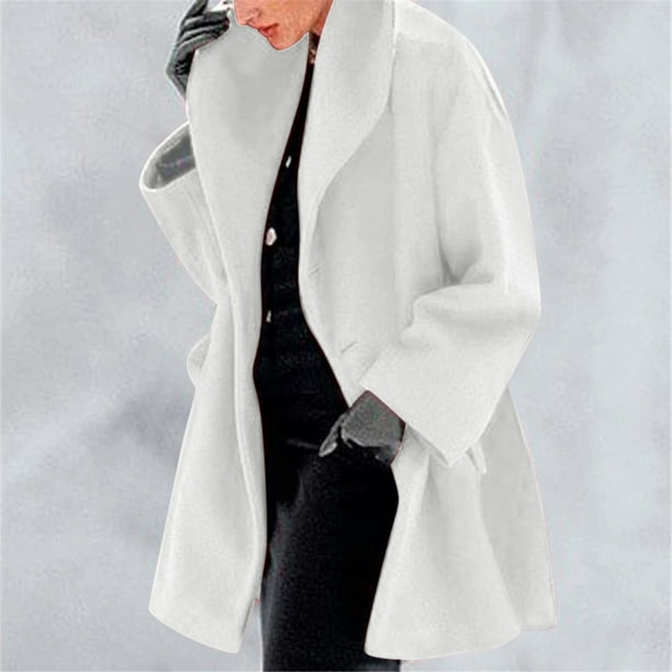 Womens Winter Wool Coat Trench Jacket Ladies Warm Slim Long Overcoat ...