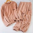 thumbnail image 2 of Mlzmgr Womens Lounge Sets Fuzzy Fleece Warm Crwe Neck Shirts Elastic Waisted Pants for Women Casual Solid Color 2 PC Sets, 2 of 6