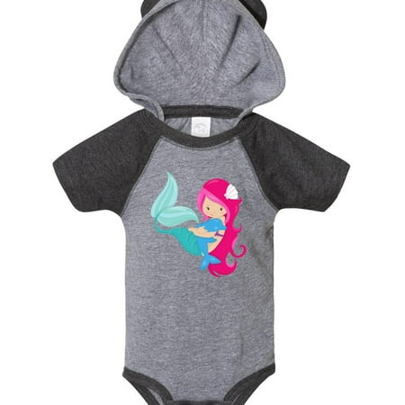 

Inktastic Mermaid And Dolphin Mermaid With Pink Hair Gift Baby Girl Bodysuit