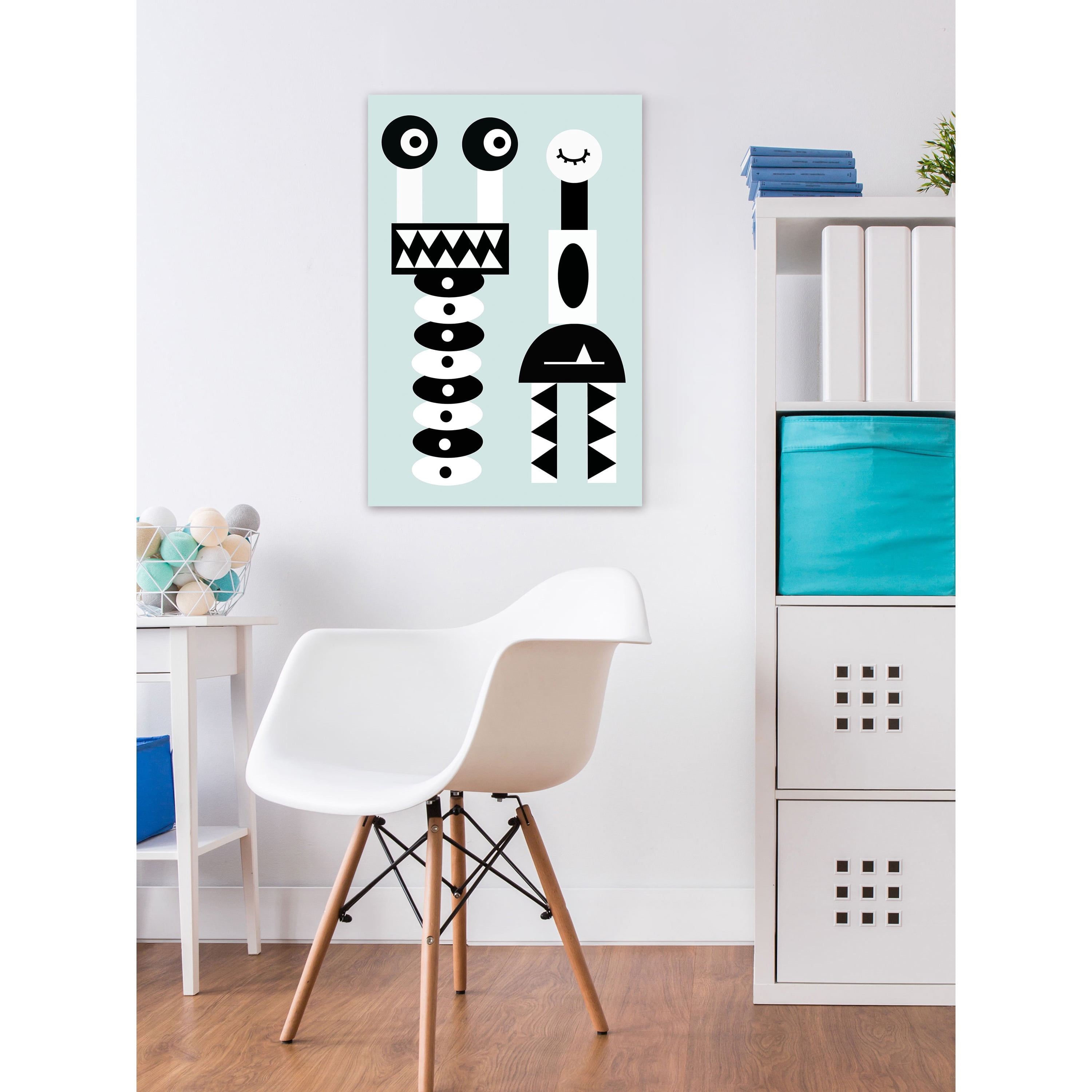 Marmont Hill "Robot Grin" by Katarina Snygg Painting Print on Wrapped Canvas