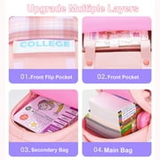 KIVDIT School Backpack for Girls,Fashion Large Capacity Bookbag for Kids Teens,Waterproof Girls School Bag,Pink