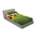 thumbnail image 2 of Ambesonne Christmas Fitted Sheet & Pillow Sham Set, New Year Design Party, Twin, Green Red, 2 of 2