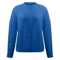 thumbnail image 5 of ManxiVoo Women's Knit Sweater Long Sleeve Round Neck Casual Fall Top Soft Comfortable Everyday Pullover for Layering Outfits L Size Blue, 5 of 6