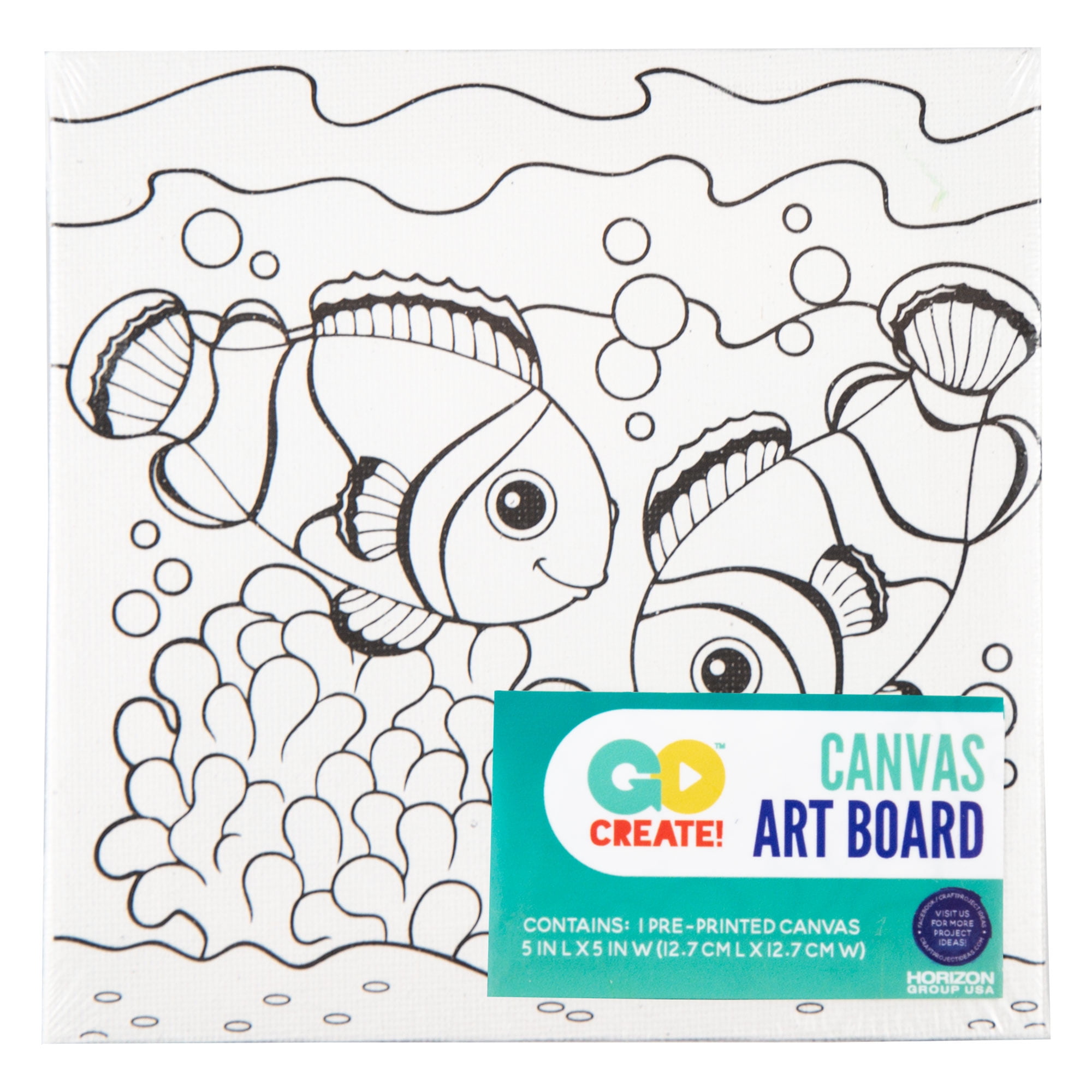 Go Create Pre-Printed Canvas, Underwater Scene, 5 in. x 5 in