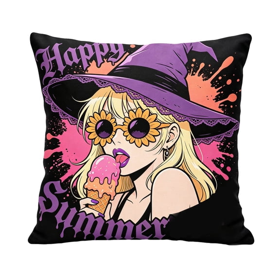 Summerween Linen Throw Pillow Cover 18x18in, Skeleton Cushion Cover Indoor Sofa Holiday Decor for Sofa Bedroom Living Room Home Farmhouse Fall Halloween Thanksgiving Decor
