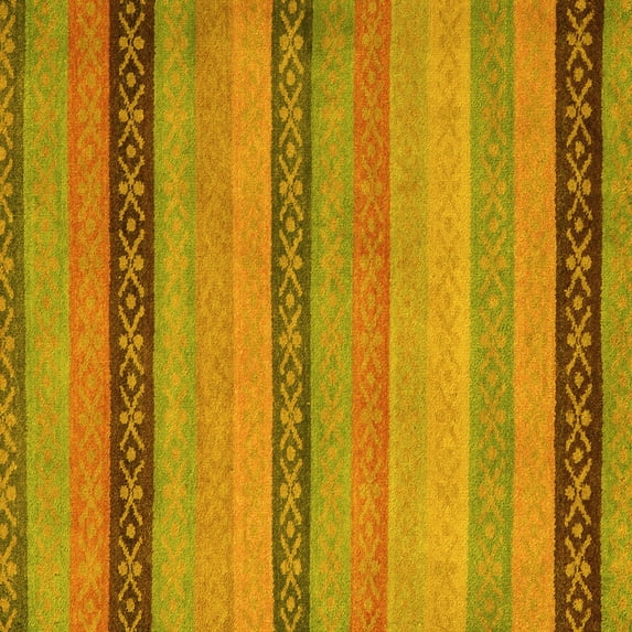 Ahgly Company Indoor Square Oriental Yellow Modern Area Rugs, 6' Square