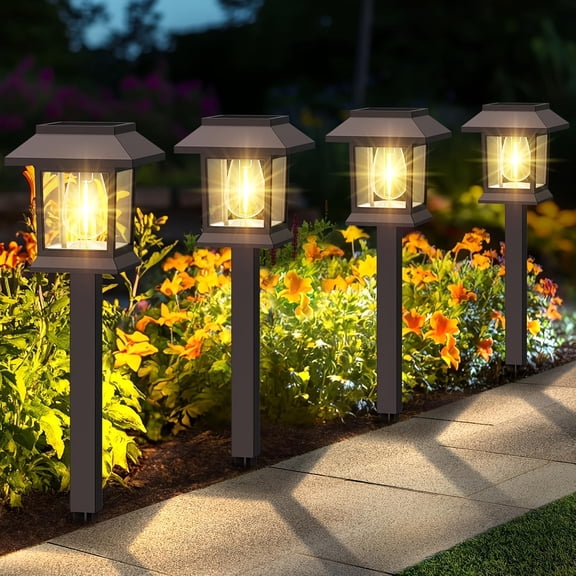 12pcs Super Bright 20-120lm Solar Pathway Lights Outdoor, Bigger Size Solar Powered Garden Lights, Lamp For Yard Pathway Landscape