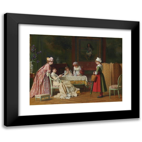 Charles Baugniet 14x12 Black Modern Framed Museum Art Print Titled - A Letter of Recommendation (1881)
