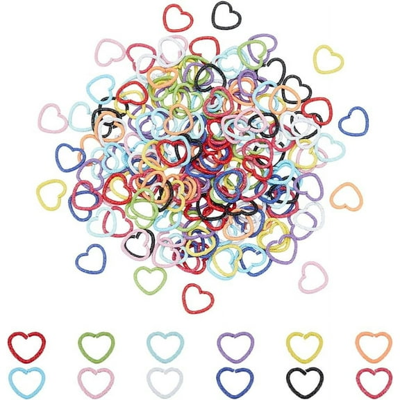 240pcs 12Colors Heart Open Jump Rings 12x14mm Jump Ring Connector Colorful Quick Link Jump Rings Linking Rings Jewelry Ring Findings