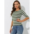 thumbnail image 3 of Disfraz de navidad Camisecon mangas de codo pamujer Camisebásiinformal con cuello de barco y corte ajustado Verde gris S, 3 of 5