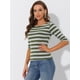 thumbnail image 3 of Disfraz de navidad Camisecon mangas de codo pamujer Camisebásiinformal con cuello de barco y corte ajustado Verde gris XL, 3 of 5