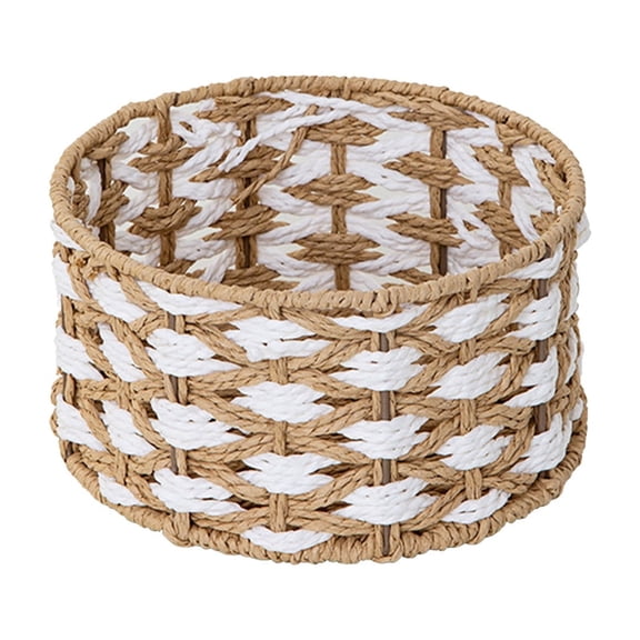 Woven Storage Basket, Natural Desk Organizer Tray, Small Item Storage Basket for Coffee Table, Shelf and Countertop, Versatile Catch All for Home Decor
