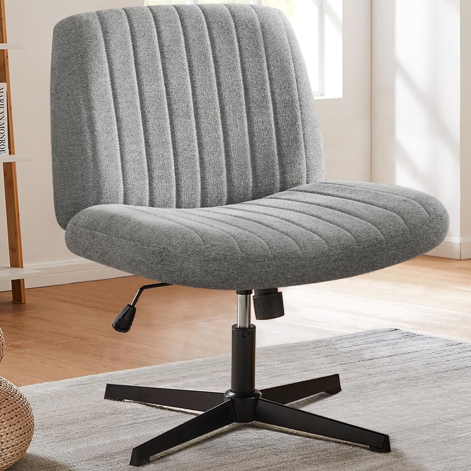 Simenmax Home Office Desk Chair, Mid-Century Inspired Adjustable Swivel Comfy Upholstered,Gray